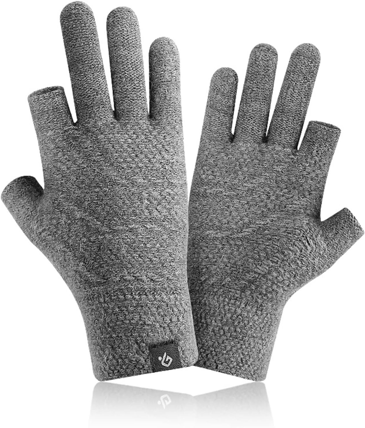 Half-Finger Gloves, Winter Gloves Two Exposed Fingers Keep Warm Touch Screen Windscreen Guide Thin Anti-Slip Fishing in The Open Male Glove (Color : Gray)