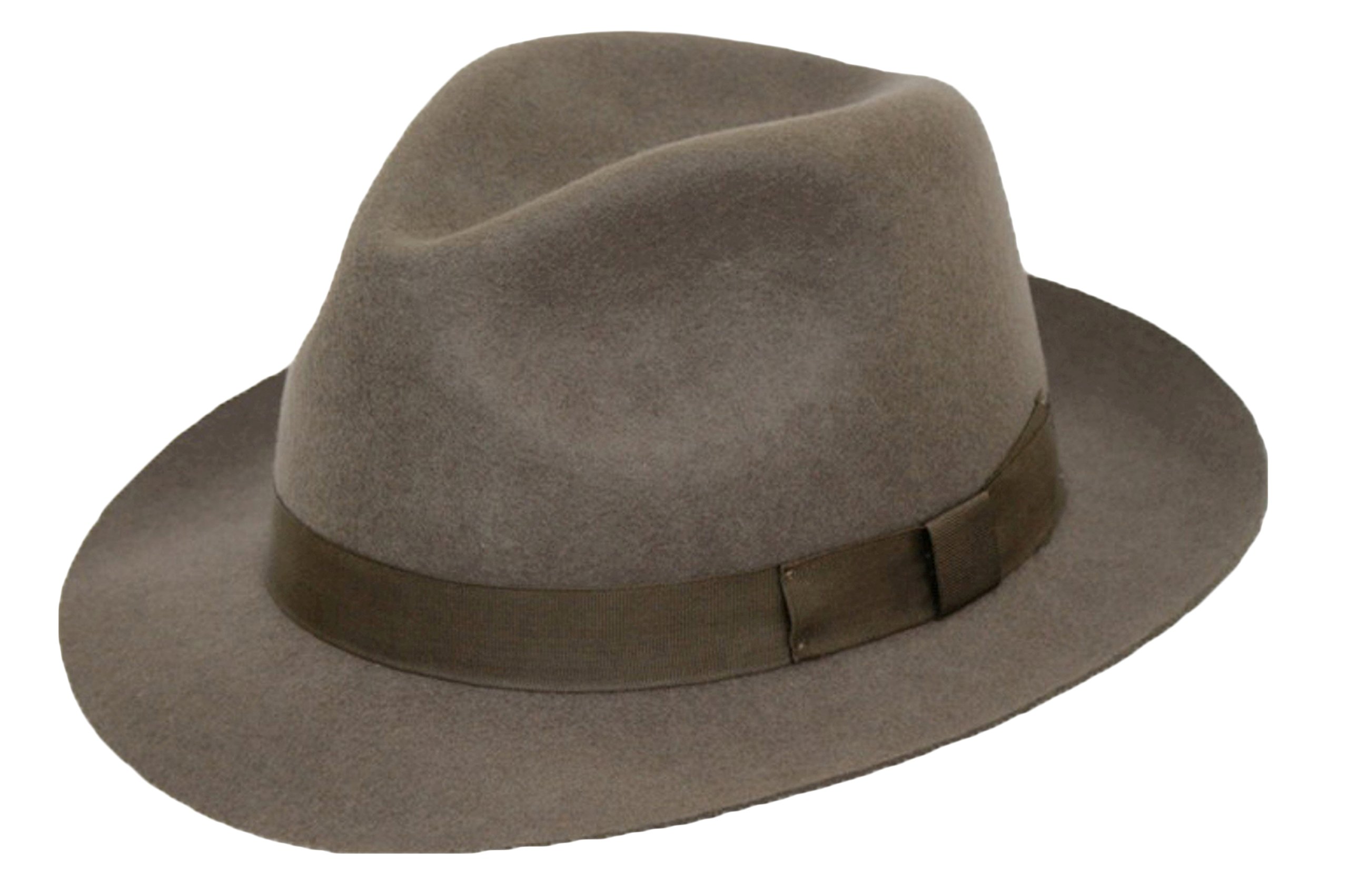 Dh Men's Grey Gents 100% Wool Felt Fedora Trilby Hat With Matching Band (57, )
