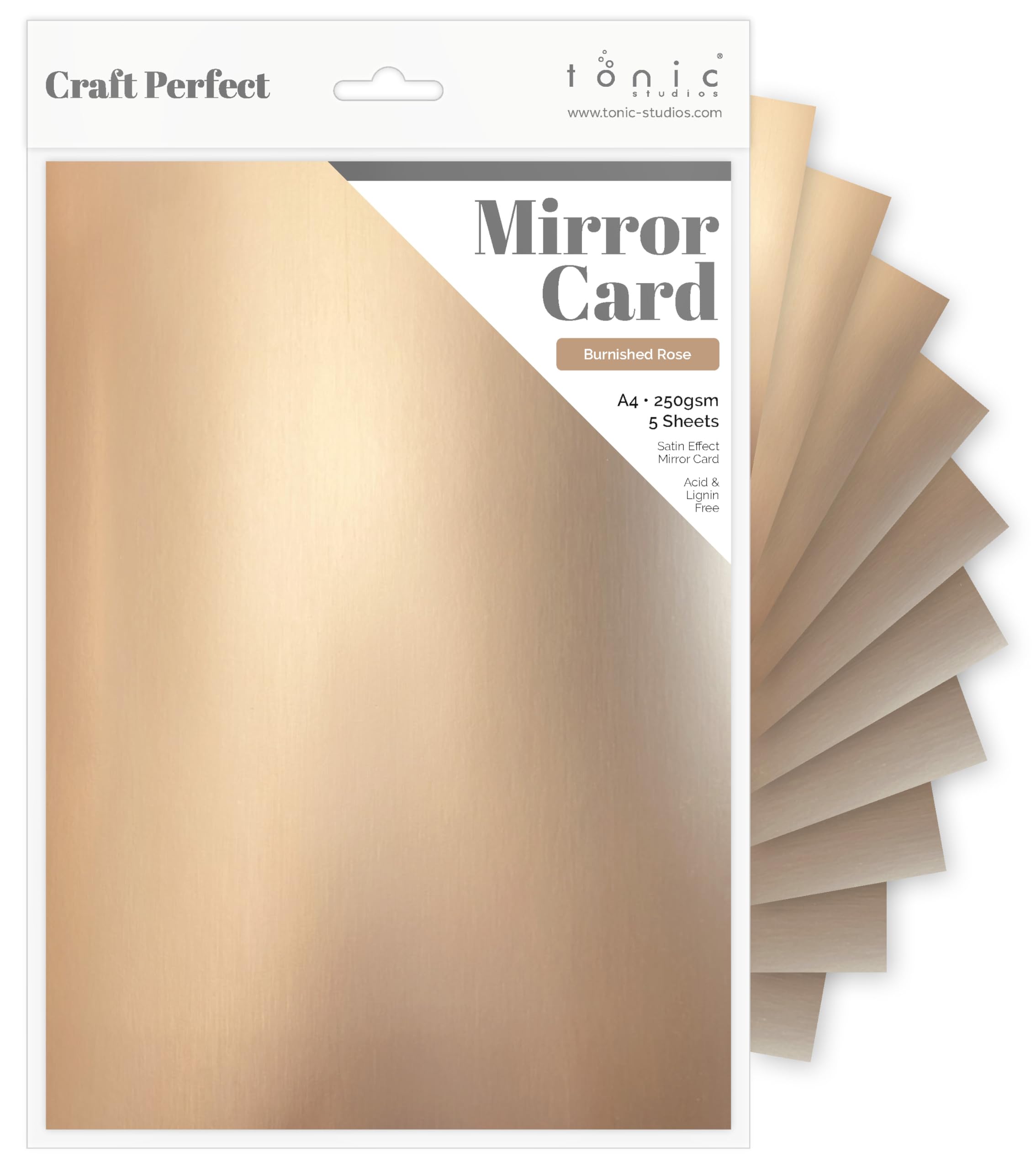 Craft Perfect Satin Mirror Card A4, Burnished Rose