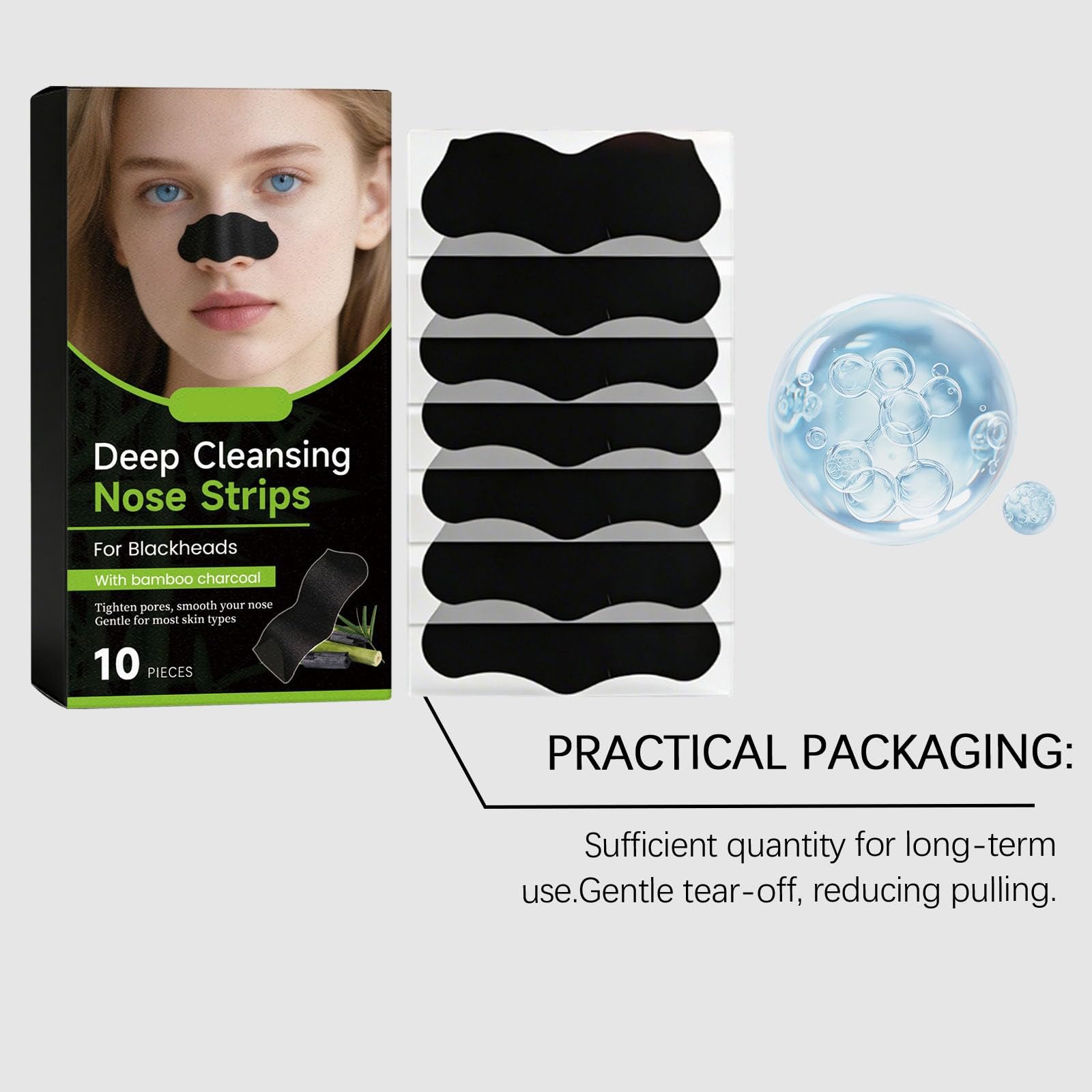 Mitesser-Patch, 10 einzeln in Kohle verpackte Pflaster – Tiefenreinigung von Mitessern, hygienische Einwegverpackung, geeignet für alle Hauttypen