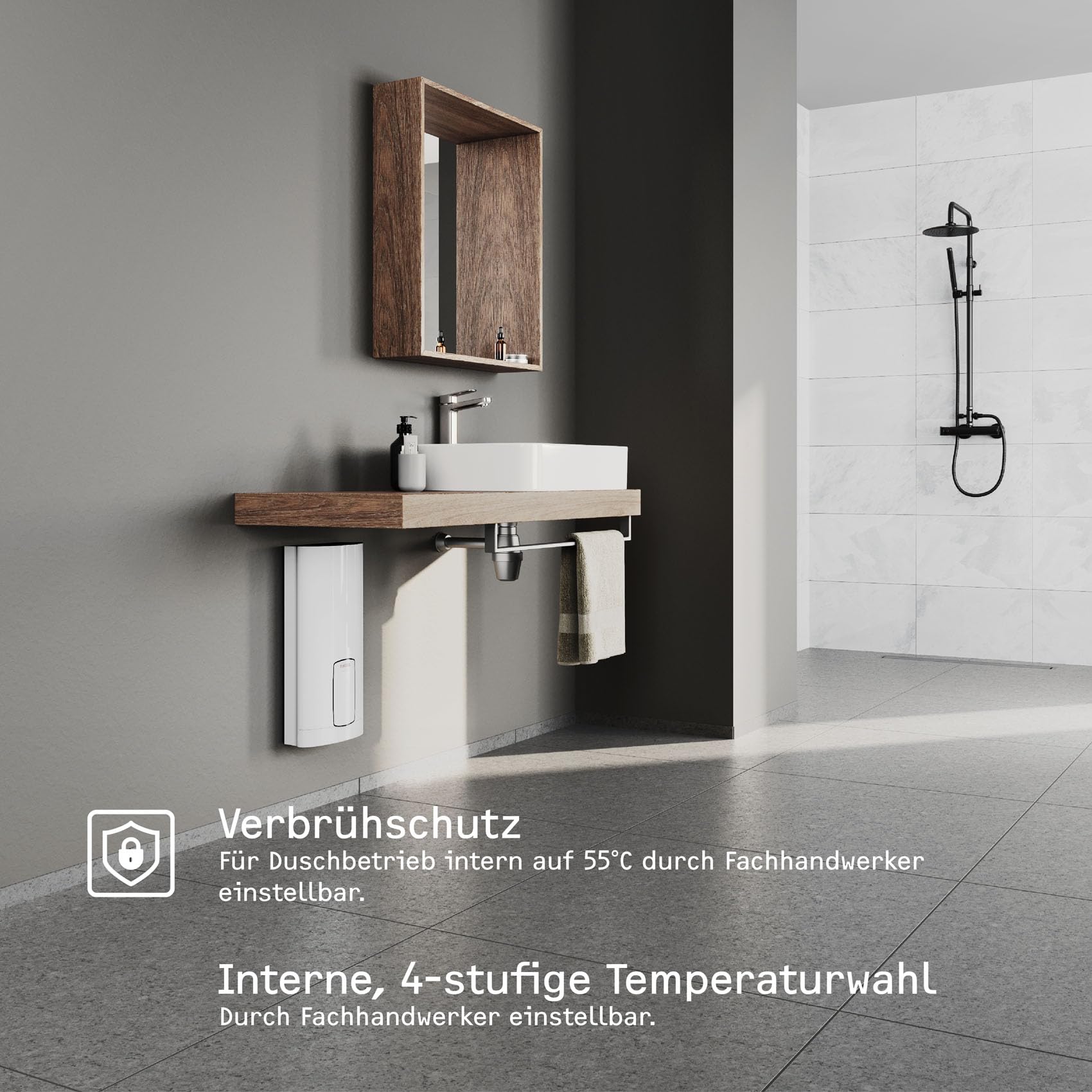 STIEBEL ELTRON Neueste Generation Elektronischer Durchlauferhitzer HDB-E 18/21/24 Trend, energiesparend dank 2i-Technologie, Wunschtemperatur einstellbar, 204209