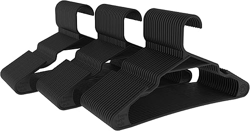 Perchas delgadas ecológicas para ropa ligera (máximo 1 libra), hechas de plástico 100% reciclado (negrogris, paquete de 60 unidades)