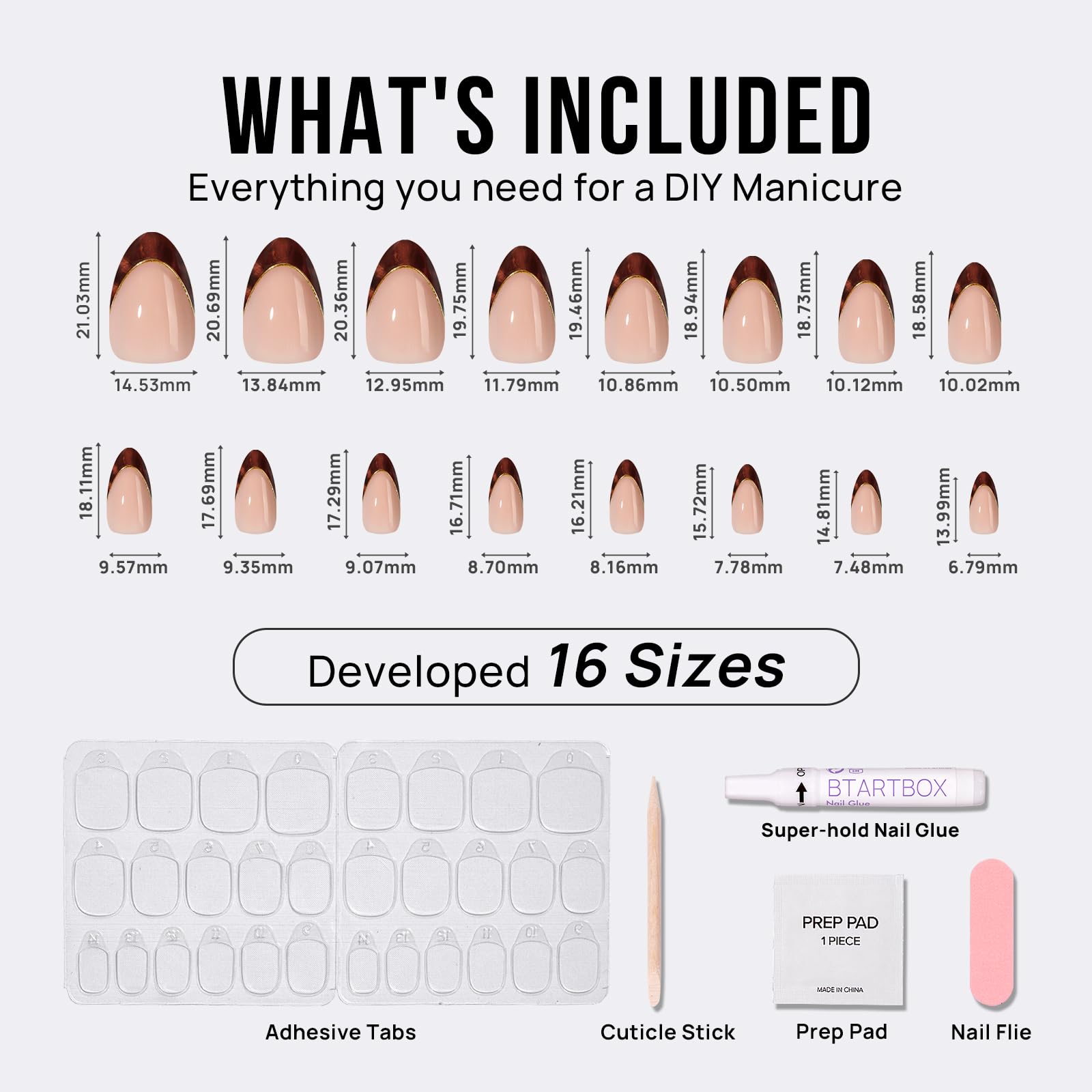 BTArtbox Press On Nails French Tips - 32 Pcs Short Square False Nails With Nail Glue and Adhesive Nail Tabs, No Fade Out Stick On Nails in 16 Sizes, Soft Gel Fake Nail for Women, Classic White — view 118