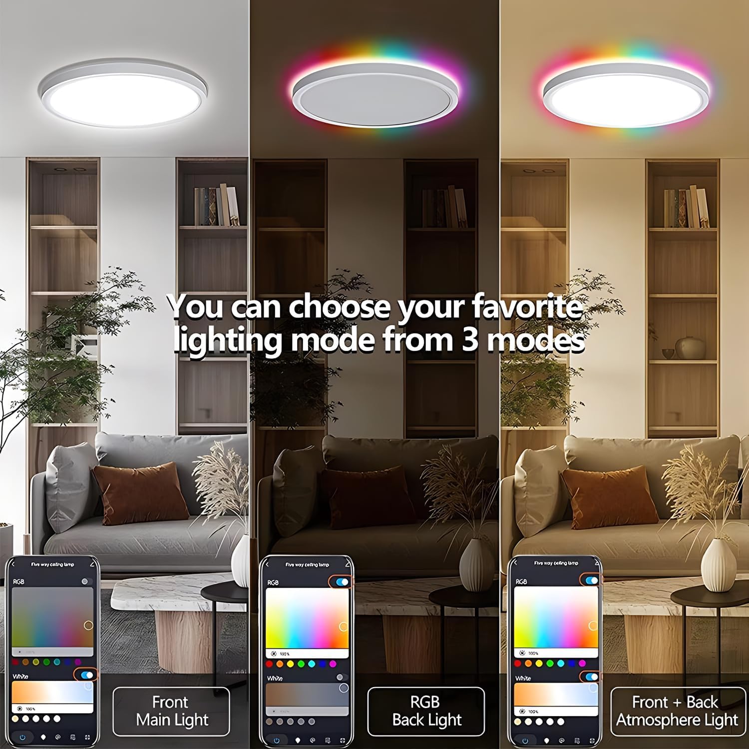 Plafoniera LED Soffitto Alexa RGB Lampada da Soffitto Smart APP Plafoniere Moderna Compatibile con Google Home, Dimmerabile con Telecomando per Soggiorno Camera da letto,Bianco, 30CM