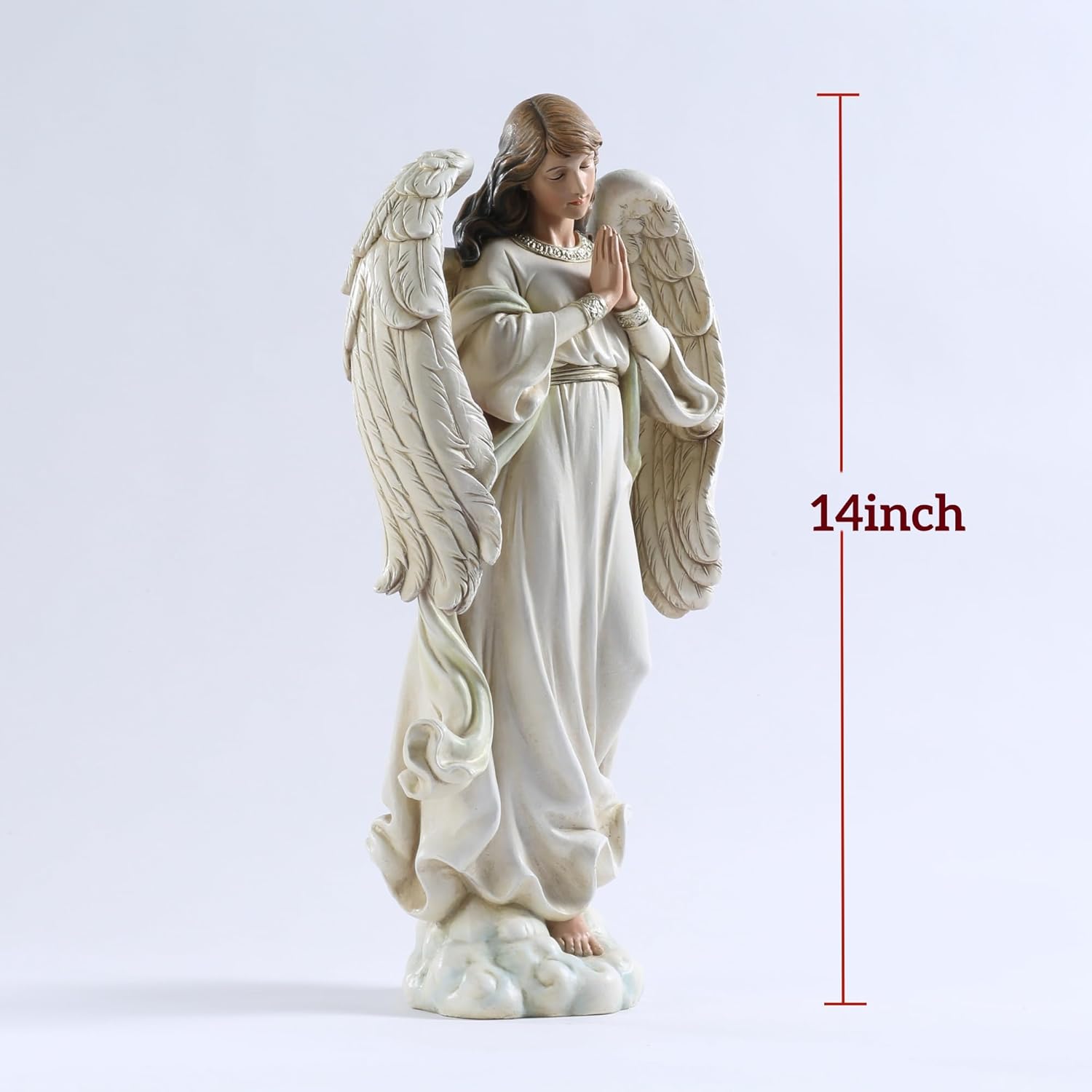 Guardian Angel Statue Indoor, 14 Inches Praying Angel Sculpture for Home Décor, Healing Angel Gifts for Women, Christmas, Thanksgiving or Housewarming - Image 3