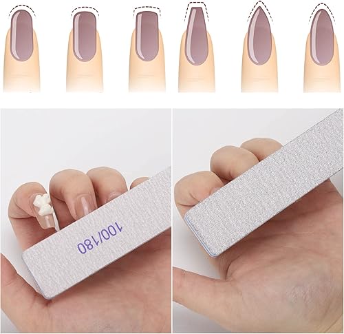 Miniatura 6 de Limas de uñas rectangulares de grano 100180, lima de doble cara, lima de uñas negras para uñas acrílicas y uñas naturales