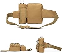Vista 3 de Riñonera táctica con soporte para botella de agua, versátil e impermeable, cinturón de utilidad para senderismo al aire libre, camping, pesca (negro)