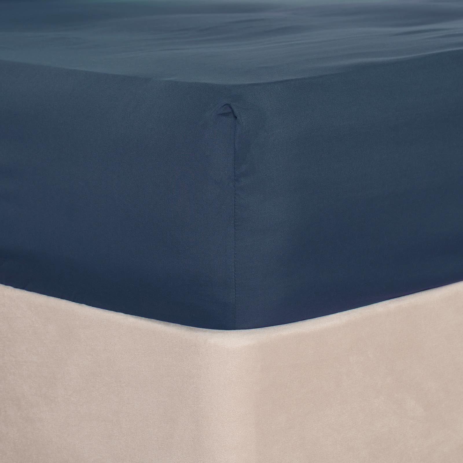 Brentfords Denim Blue Fitted Microfibre Double Bed Sheets - Easy Care, Ultra Soft, Fade Resistant, Denim