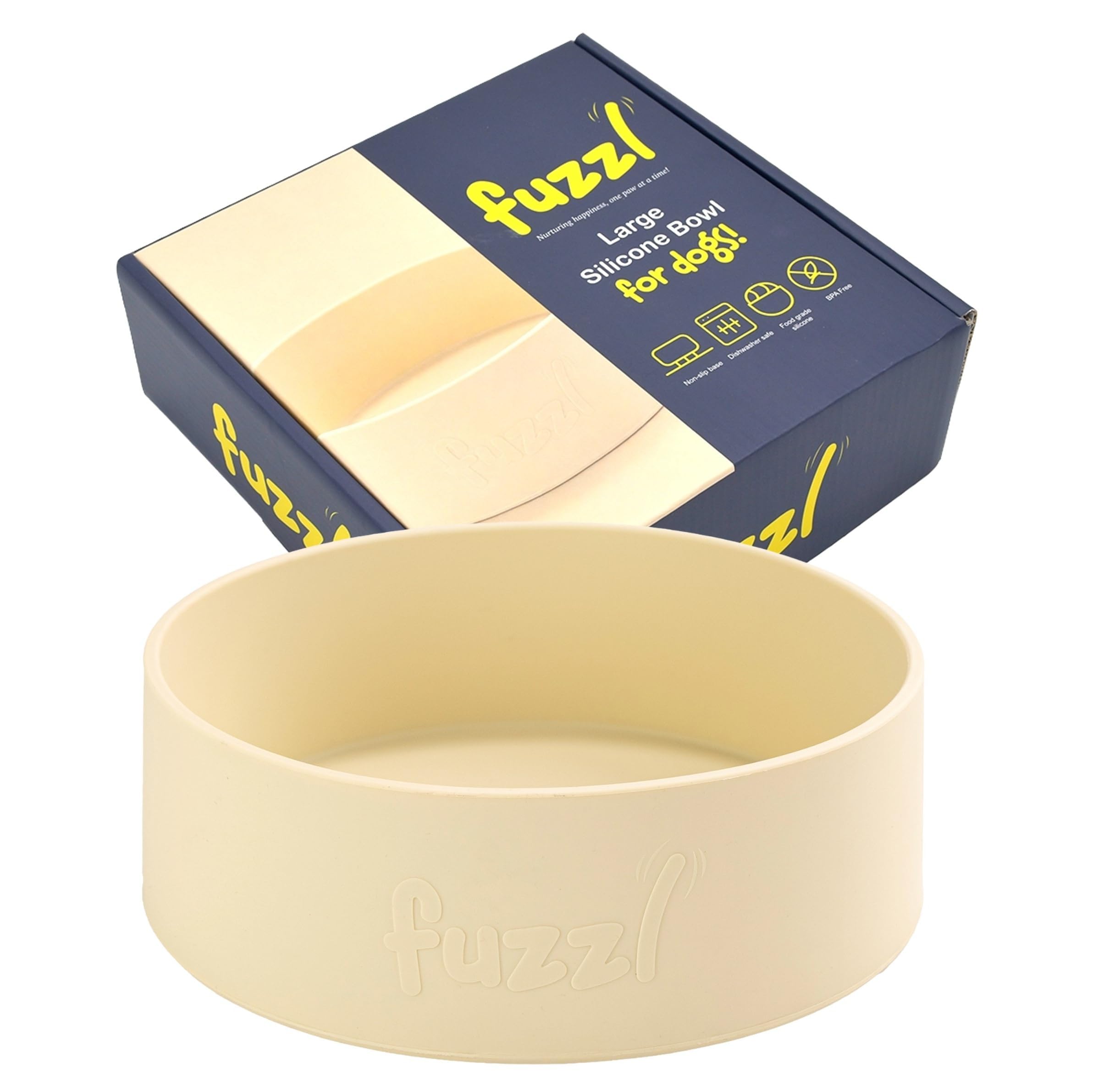Fuzzl Large Silicone Dog Bowl - 1450ml Non-Slip Pet Food Water Dish, Oat