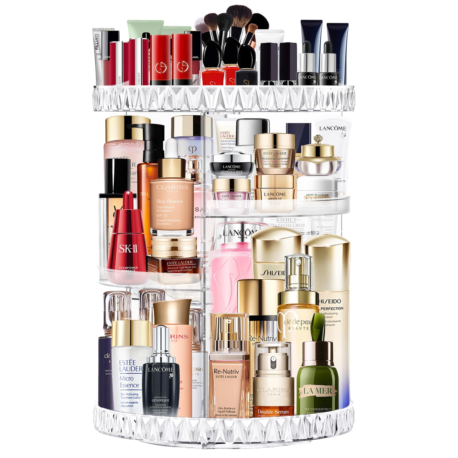 MOKANI360 Degree Rotating Makeup Organiser, Cosmetics Skincare Perfume Organiser, 6 Adjustable Layers, Large Capacity Revolving Make up Storage Spinning in Vanity Table, Bedroom, Bathroom