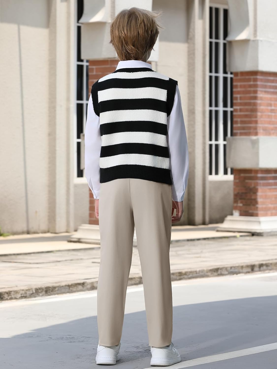 Haloumoning Boys School Uniform Chino Pants Kids Youth Drawstring Elastic Waist Twill Pants with Pockets 5-14 Years - Image 5