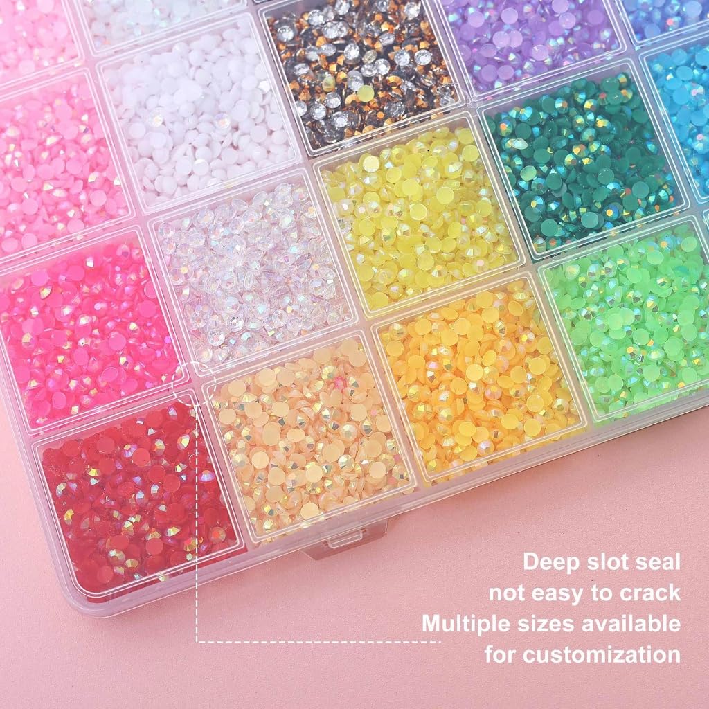 ResinGlittering Flat Back Rhinestones for Nails Art In 3Mm Sizes with Jelly Color Option 10000Pills/28000Pills