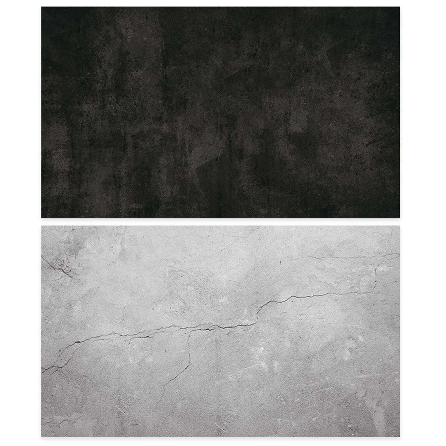 eWINNER 60 * 90 Photography Background Double Sided 2 Patterns Waterproof Premium Texture Backdrop Wall Video displaying Props for ins Style Jewelry/Food photoshoots (Black&Grey wall)