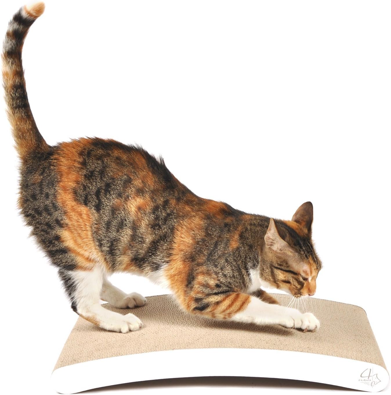 4CLAWS Curve Scratching Pad (White) - Basics Collection Cat Scratcher