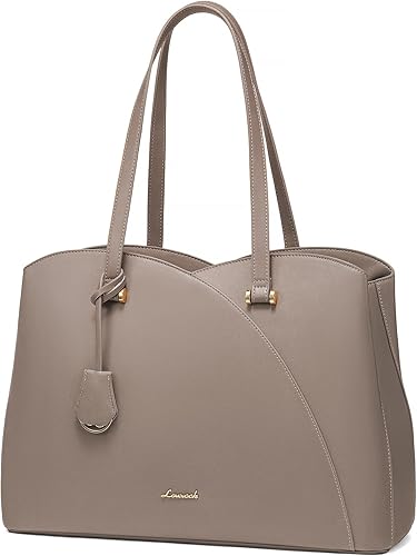 Miniatura 13 de LOVEVOOK Bolso de mano para laptop para mujeres, bolsos de trabajo, bolso para laptop para maestros, bolso de computadora de cuero, carteras Negro