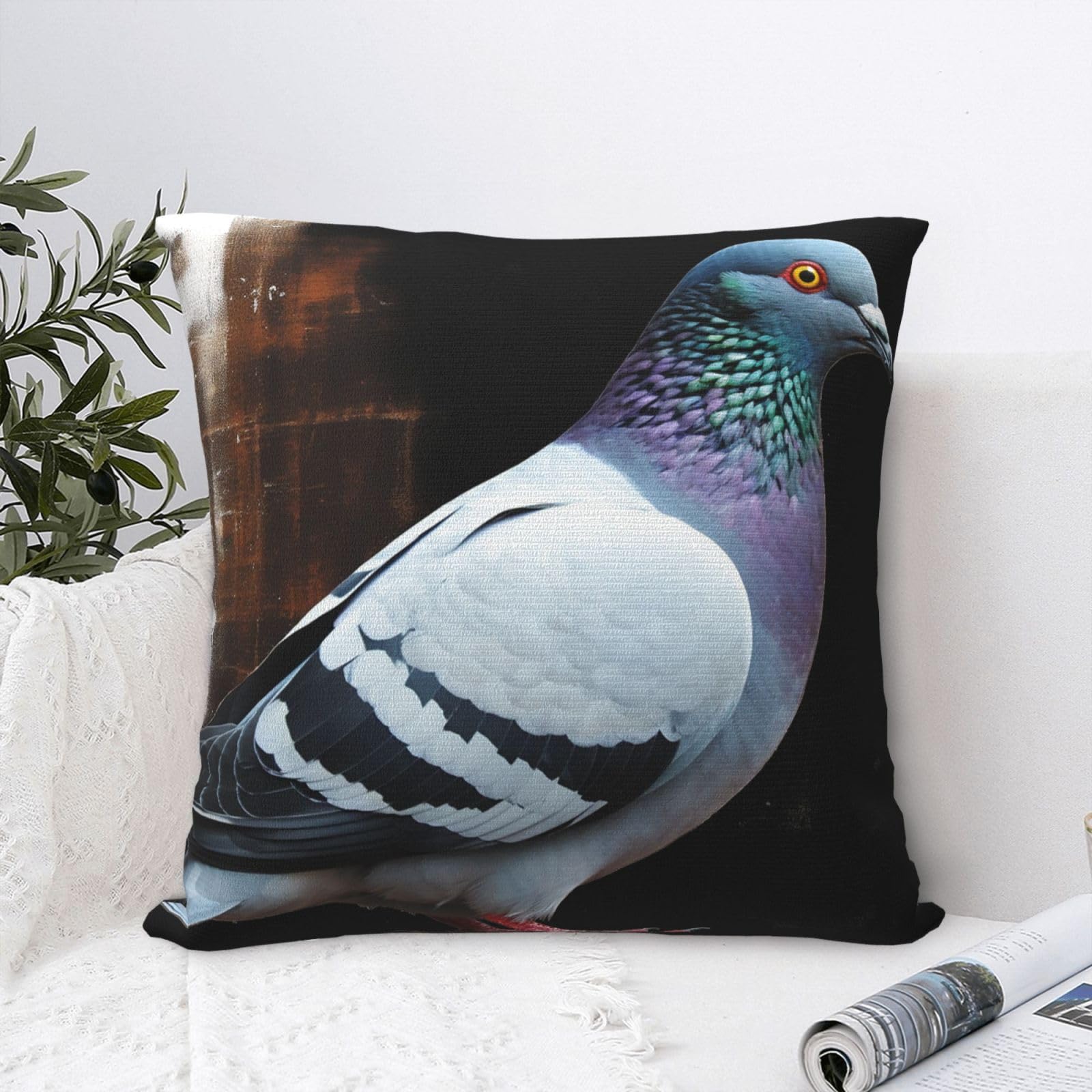FodPand Luxury Velvet Throw Pillow Covers 24"x24" Super Soft Decorative Pillow Cases - Pigeon Pillowcases Modern Lumbar Cushion Cases for Couch Sofa Bed Pillow Shams