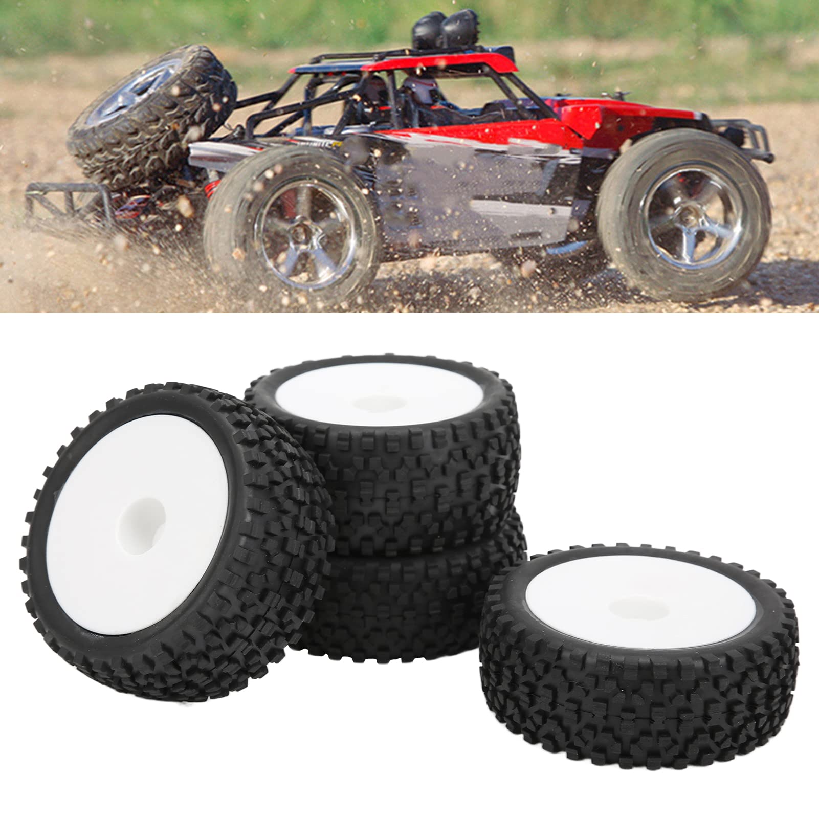 4 Pneus Et Roues RC Tout-terrain 1/10 - Hexagone 12mm, Pneus 85 Mm - Pour HSP, HPI, Redcat (Noir)