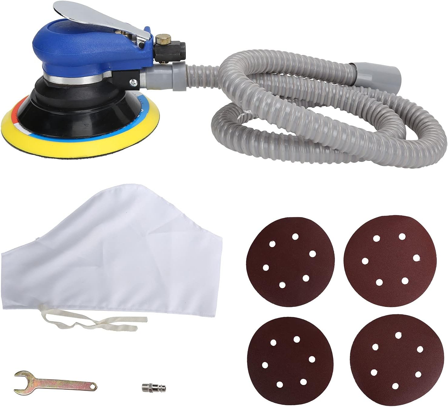 Pneumatic Grinder Air Sander, Zinc Alloy with Rubber Handle, 10,000 RPM, Compact Design, 5.9x5.9 Inch Disc - High Performance, Low Vibration, Ideal for Home Improvement and