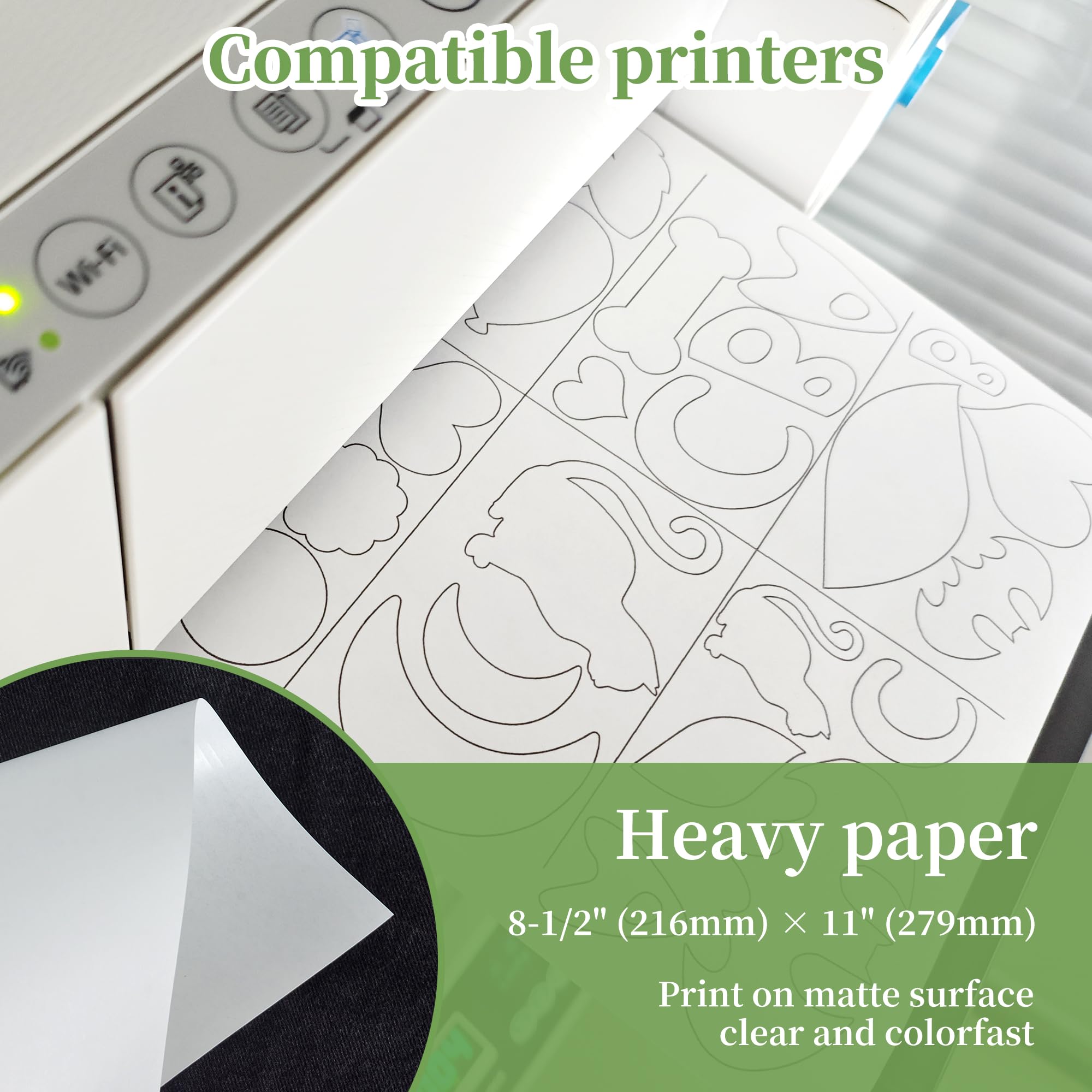Lot de 50 feuilles de papier congélation robuste pour matelassage, applique et pièce – 21,6 x 27,9 cm – Papier congélateur imprimable et découpable au laser pour courtepointe
