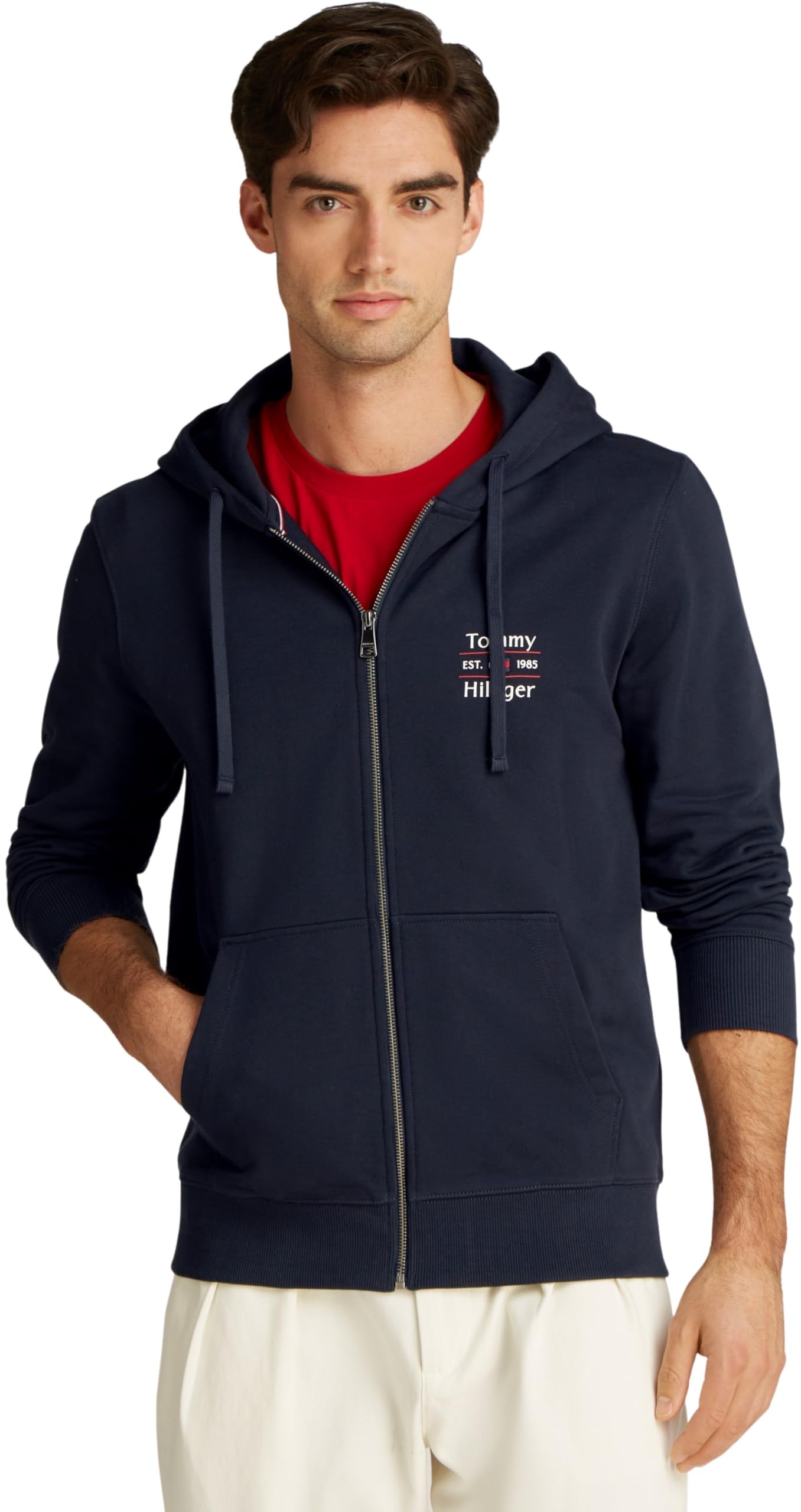 Tommy Hilfiger Men’s Zipped Stack Hoodie, Blue (Desert Sky), XXL