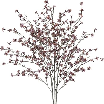 3 Pcs Cherry Blossom Branches Artificial Flowers for Spring Summer Indoor Decoration Faux Cherry Blossom Long Stems Fall Silk Fake Flowers for Tall Vase Arrangements Home Wedding Table Brown