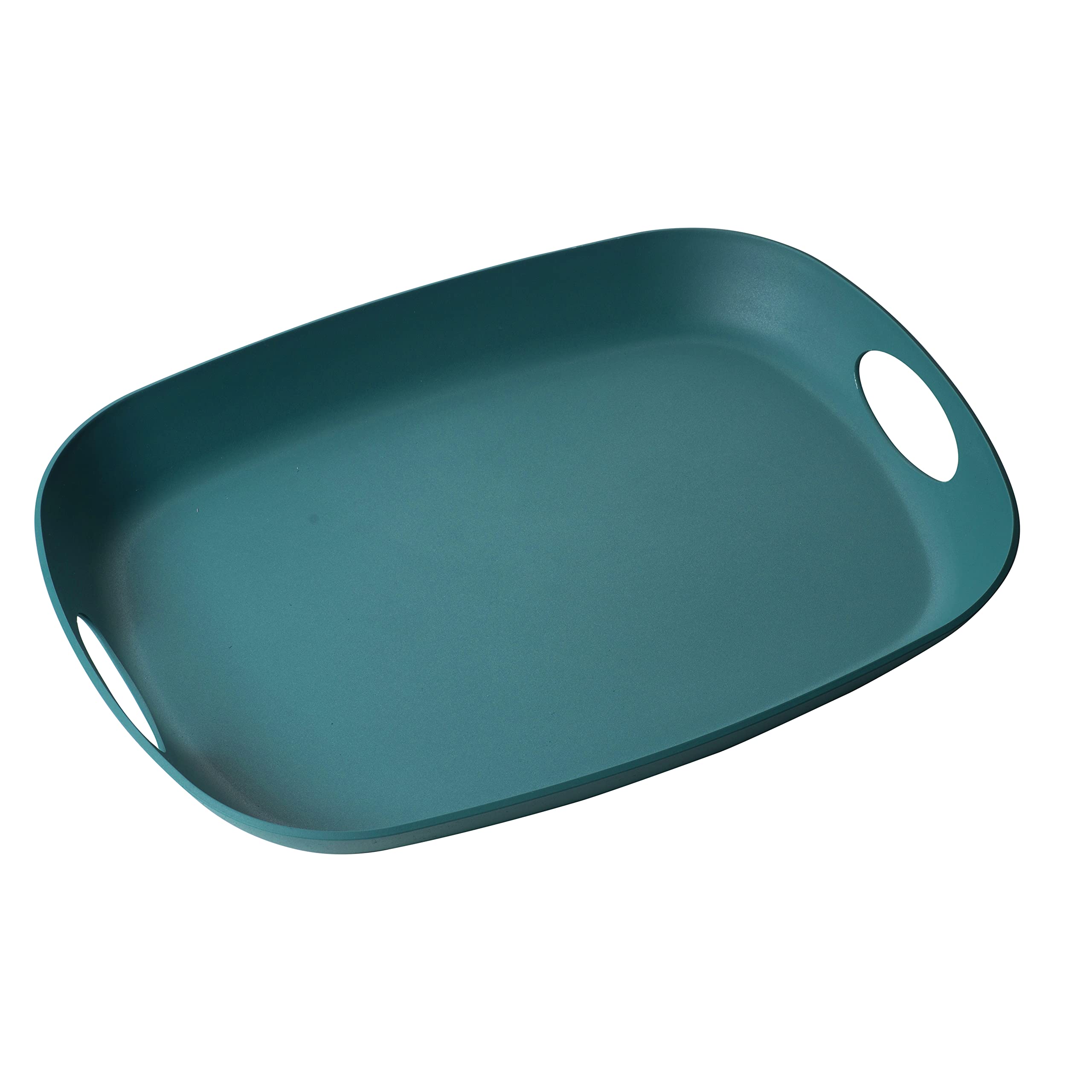 Serving Drink Tray with Handles 35.5x47.8cm Teal Pink Food Safe Eco Friendly (Teal)