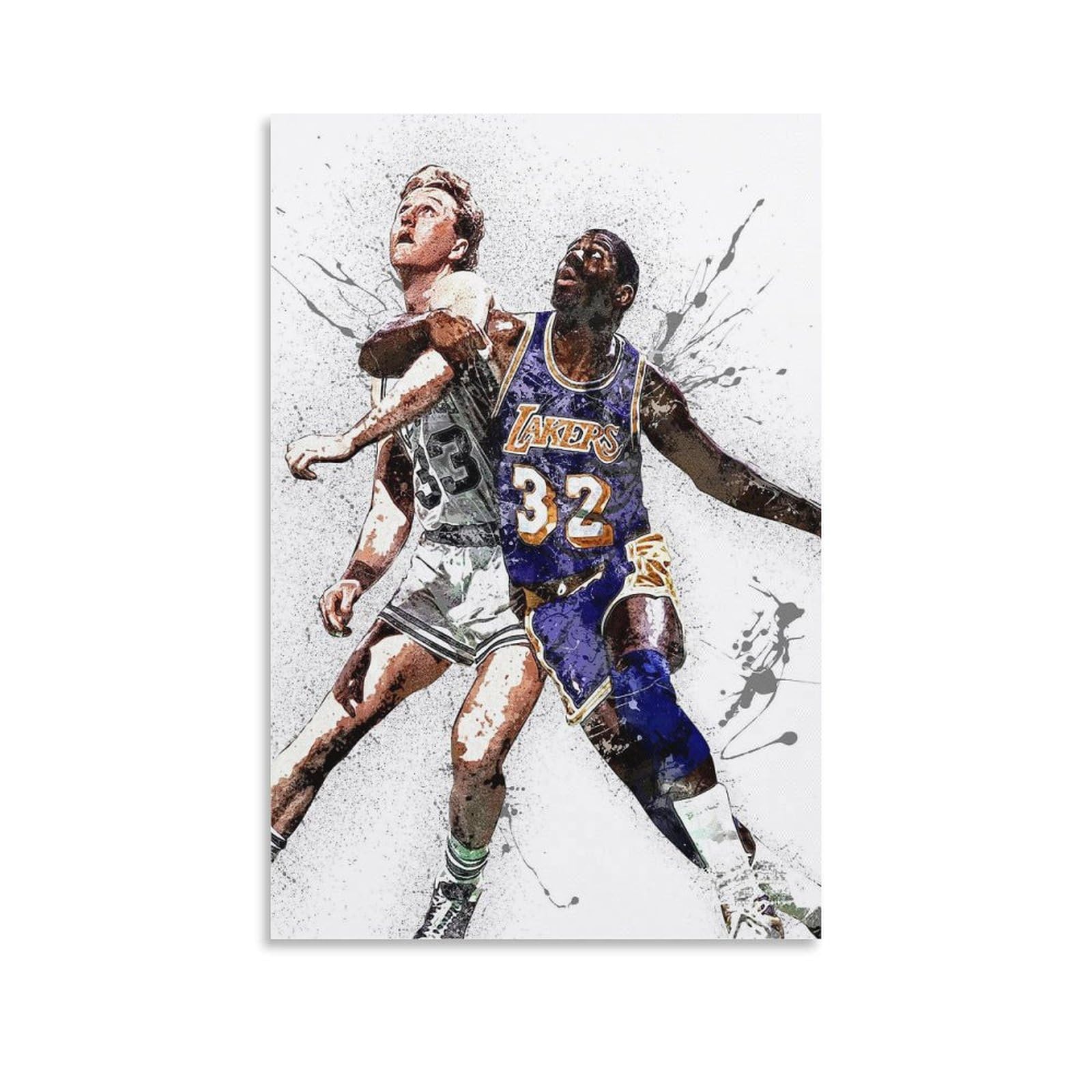 Larry Bird, Magic Johnson Basketball Player Sports Player HD Print Posters And Prints on Canvas Decoration for Home Wall Art 16x24inch(40x60cm)