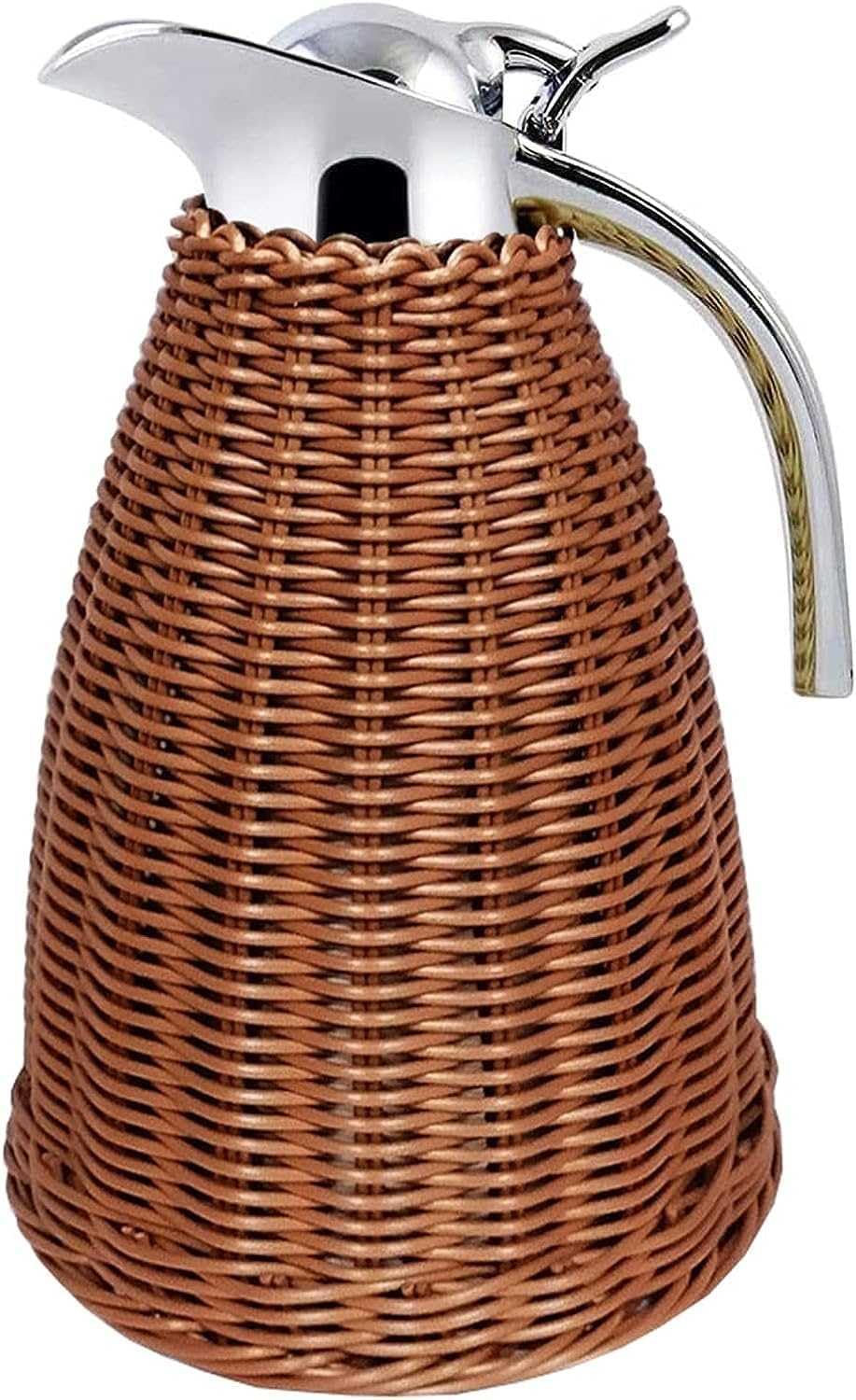 1.5l/51oz Stainless Steel Coffee Thermal Carafe, 12-Hour Heat & 24-Hour Cold Retention, Woven Rattan Body, Insulated Coffee Thermos Carafe
