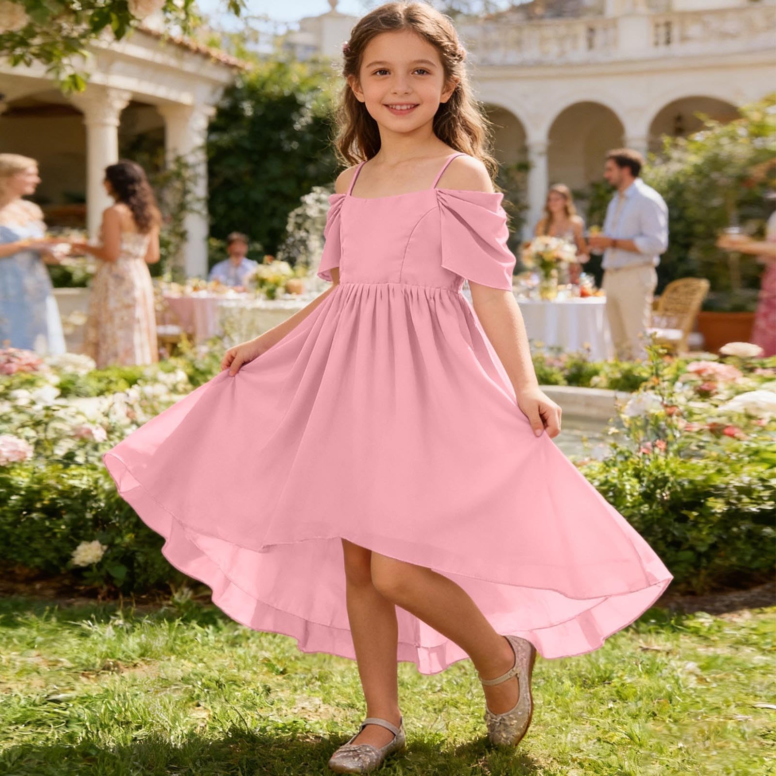 Generisch Categoria di prodotto: abito asimmetrico in chiffon con motivo floreale, ideale per le occasioni quotidiane e il tempo libero