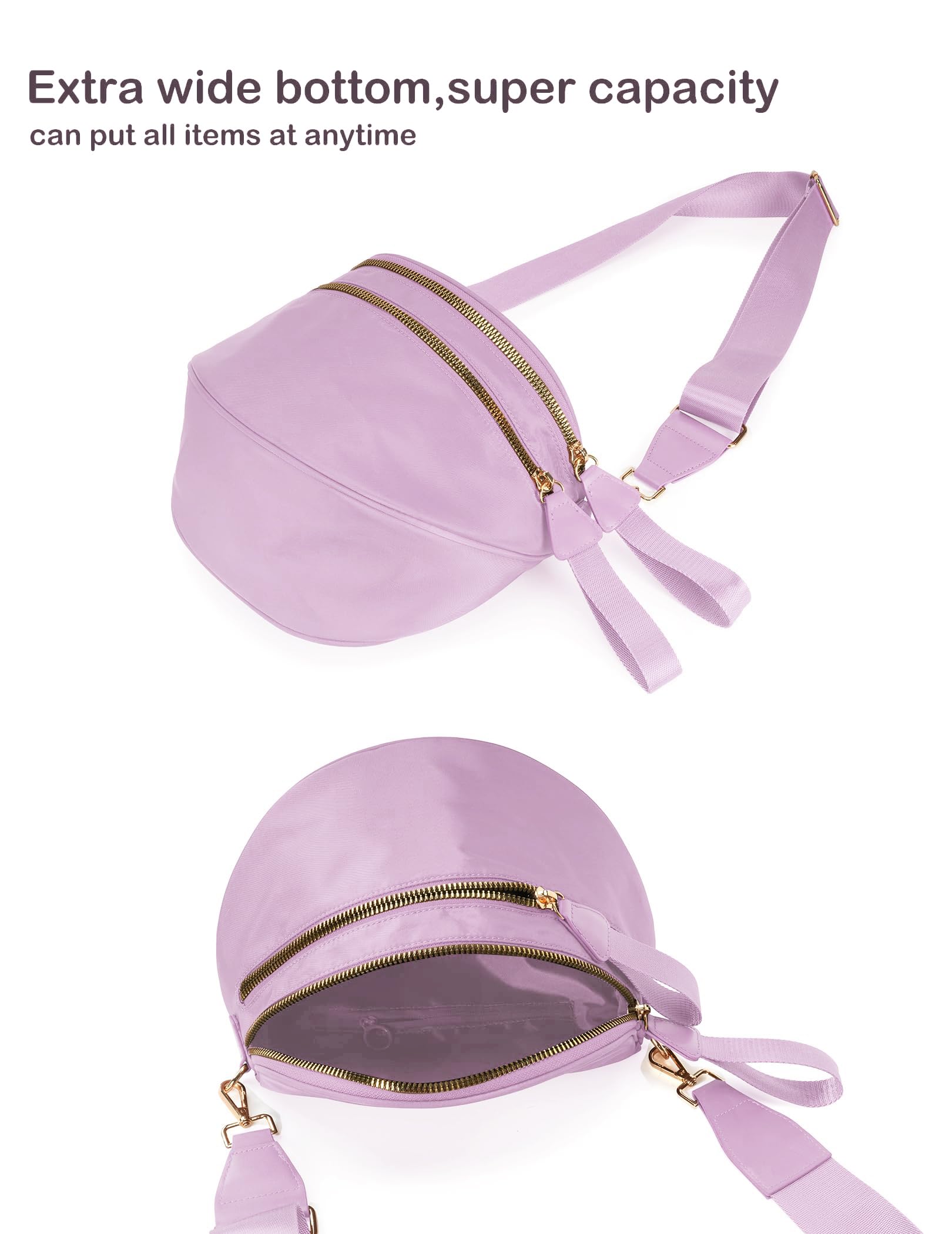 FEIBOON Spacious Nylon Crossbody Bag Bum Bag Handbags Wallets Purses Trendy Shoulder Bag for Women (Light purple) view 4