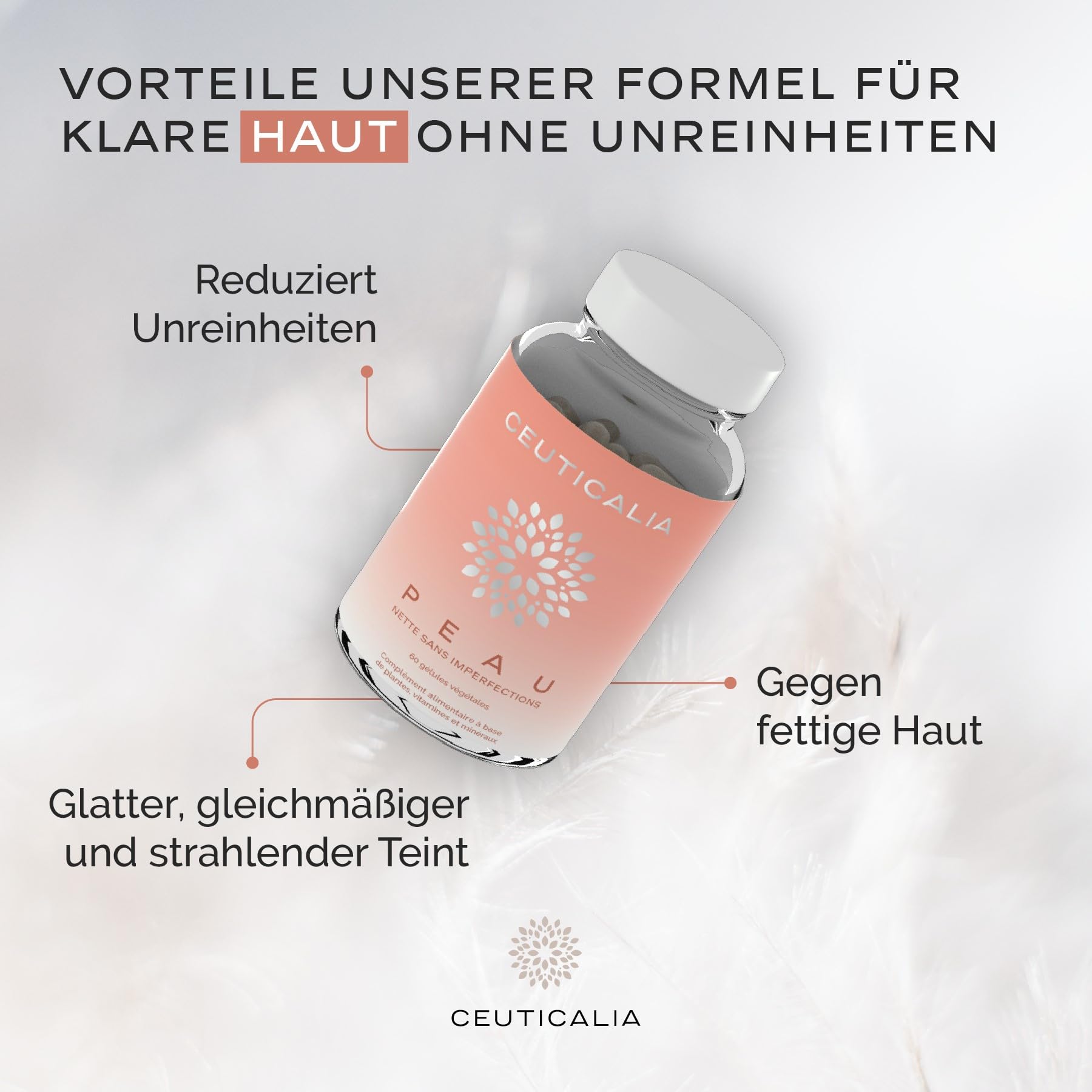 Nahrungsergänzungsmittel Haut - Akne, Mitesser, ölige Haut, Pickel, Unreiheiten Kapseln - Männer, Frauen - Zink, Vitamin A, Brennessel, Arctium, Schachtelhalm - 180 Kapseln, 90-Tage-Kur