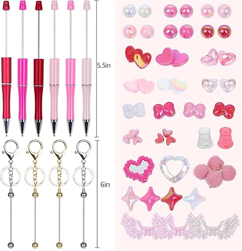 Miniatura 3 de Kit de 55 bolígrafos con cuentas para hacer llavero, bolígrafos con cuentas, llavero a granel, regalos del día de San Valentín, bolígrafos para el