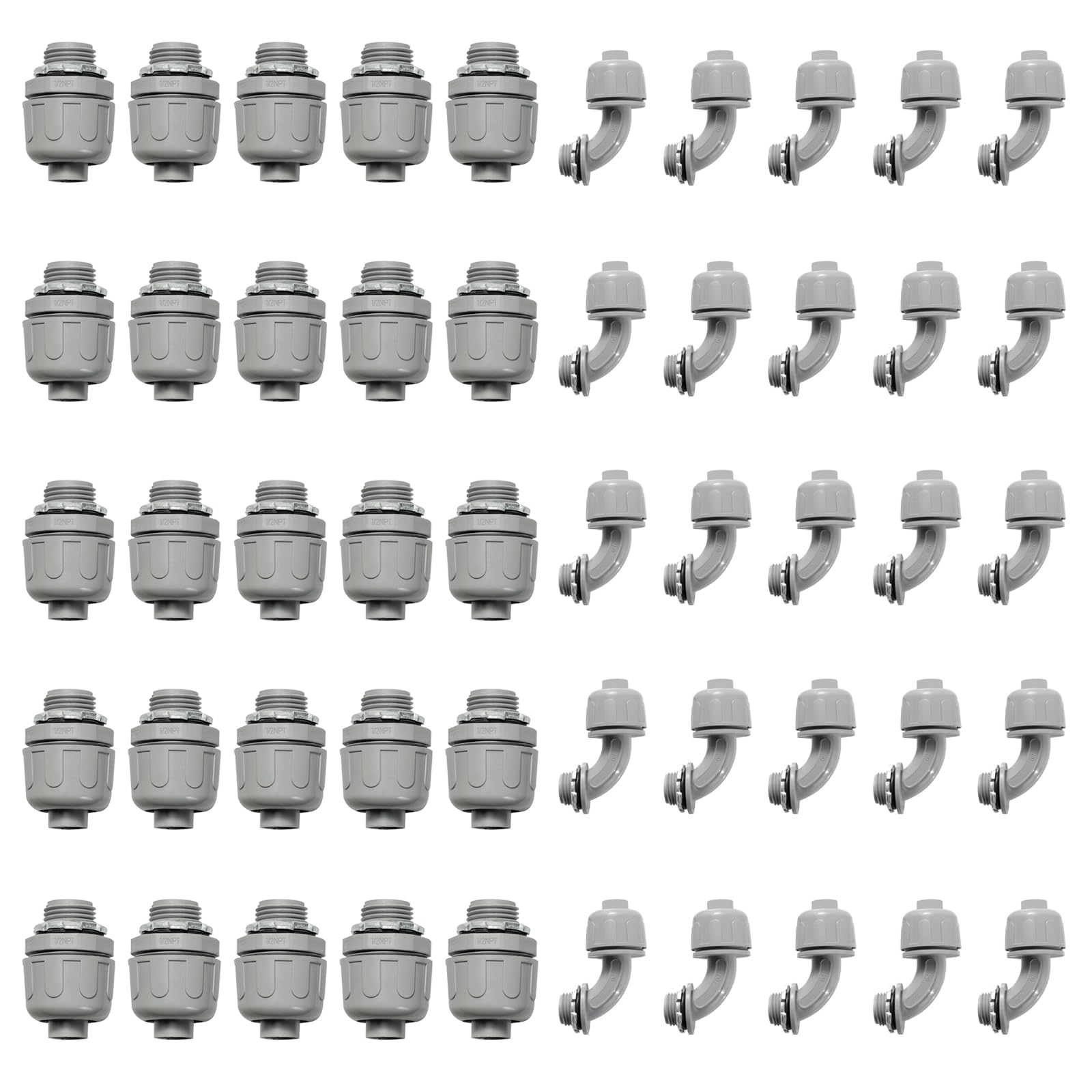 Connecteurs de conduit NPT gris 1,27 cm pour gaine PVC