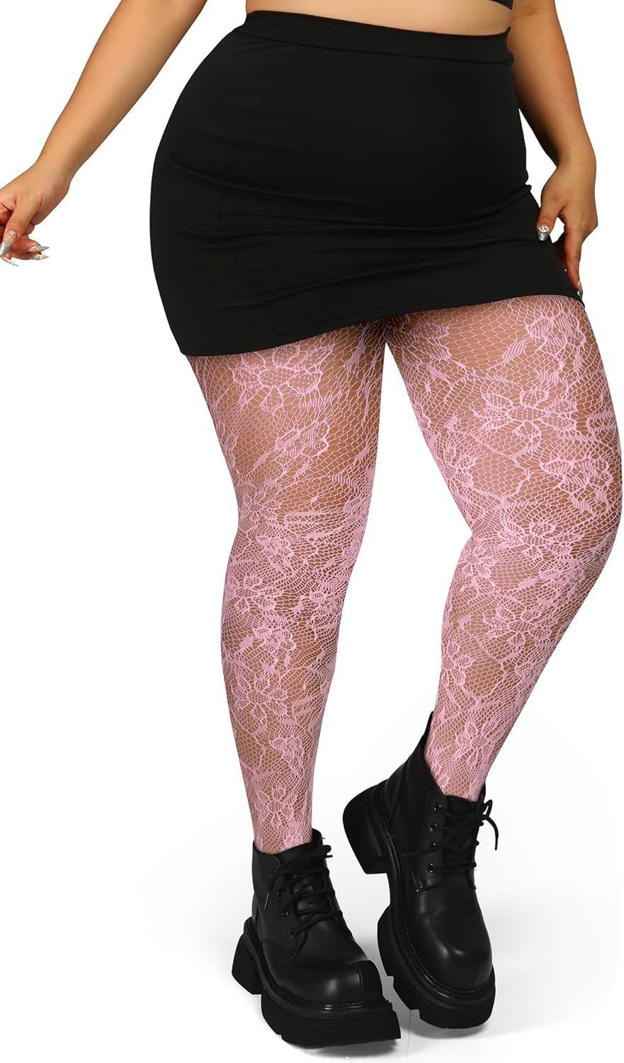 Floral Lace Plus Size Tights High Waist Velvet Pantyhose Sunflower Fishnet Stockings Leggings - Image 5