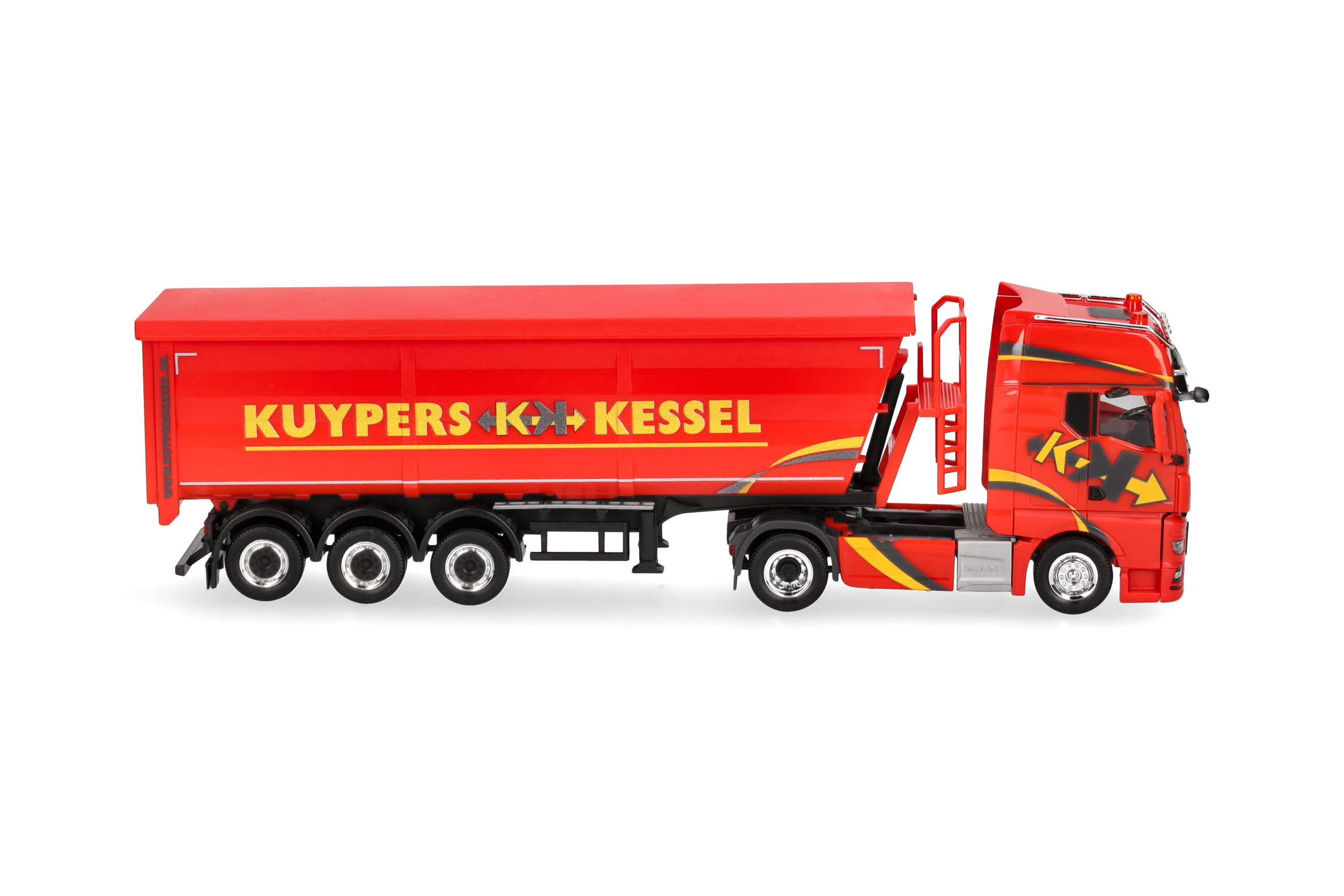 Herpa Model Ciężarówki MAN TGX GX z naczepą do transportu stali "Kuypers", miniatura w skali 1:87, przedmiot kolekcjonerski, wyprodukowany w Niemczech, model z plastiku