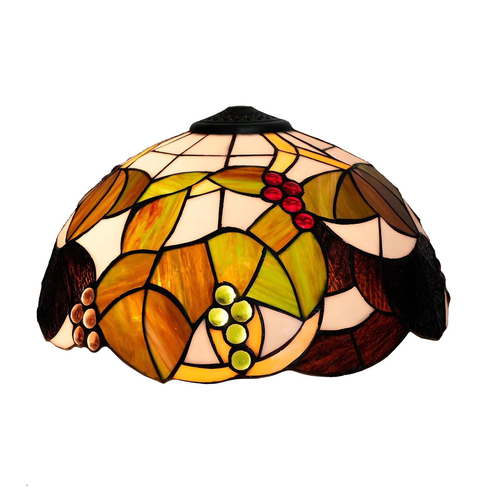 SaryEdge 16-Inch Tiffany Style Lampshades Replacement with Cap, Mediterranean Grape Stained Glass Lamp Shade Only for Floor Lamps Table Lamps Pendant Lamps,Flower，Teal，Teal