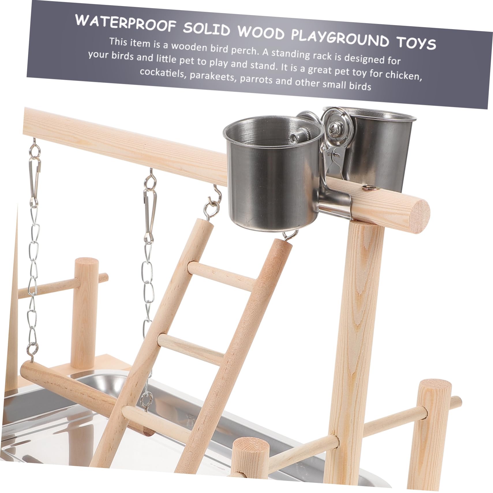 Happyyami 1set Parco Giochi Per Uccelli Legno Con e Altalena Attività Interattiva Per Pappagalli Cocorite e Uccelli Di Piccole Centro Divertimento Per Benessere Del Tuo Pet