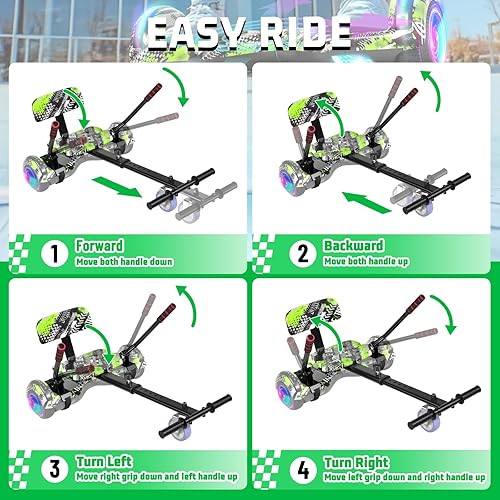 Miniatura 5 de Scooter con accesorio de asiento para niños y adultos, scooter de equilibrio de 6.5 pulgadas y 8.5 pulgadas con altavoces Bluetooth y luz LED