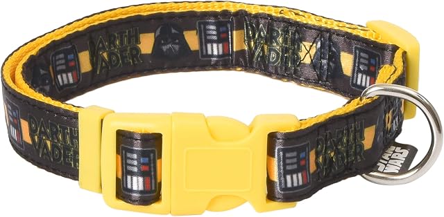 Star Wars for Pets Darth Vader Medium Dog Collar | Yellow and Black Medium Dog Collar | Dog Collar for Medium Dogs with D-Ring, Cute Dog Apparel & Accessories for Pets,Multi,FF16926