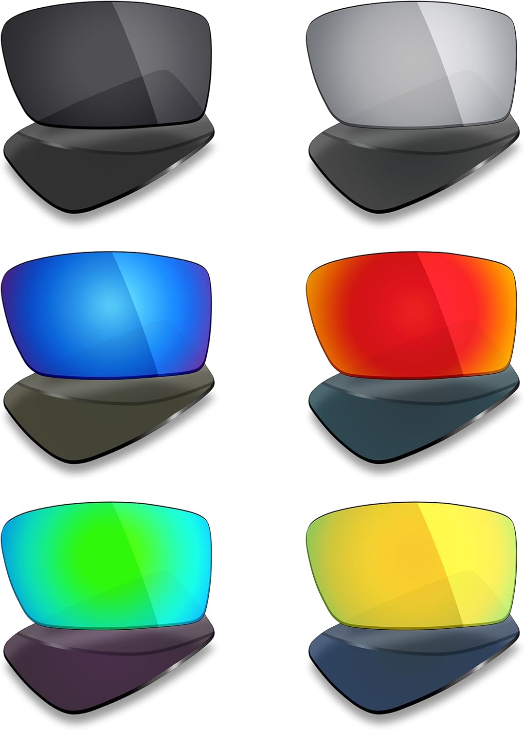 Mryok 6 Pairs Polarized Replacement Lenses for Wiley X Mojo Sunglass - Stealth Black/Fire Red/Ice Blue/Silver Titanium/Emerald Green/24K Gold