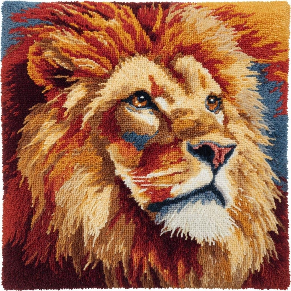 Henypt Cushion Latch Hook Kit,Crochet Kits Lion