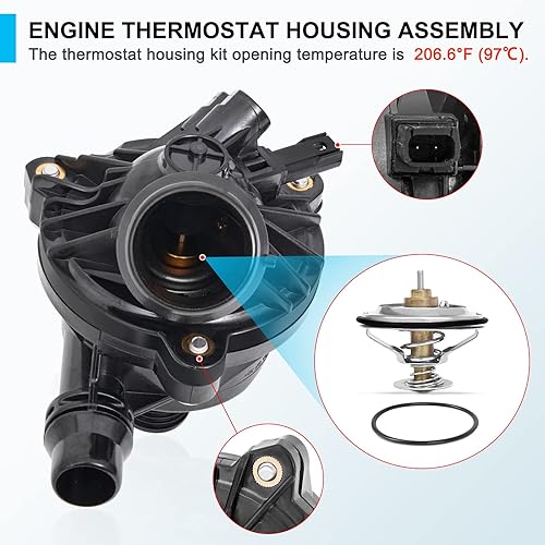 Miniatura 5 de Bomba de agua de motor eléctrico y carcasa de termostato refrigerante compatible con BMW 325i 325xi 328i 328xi 330i 330xi 525i 525xi 528i 528xi 530i