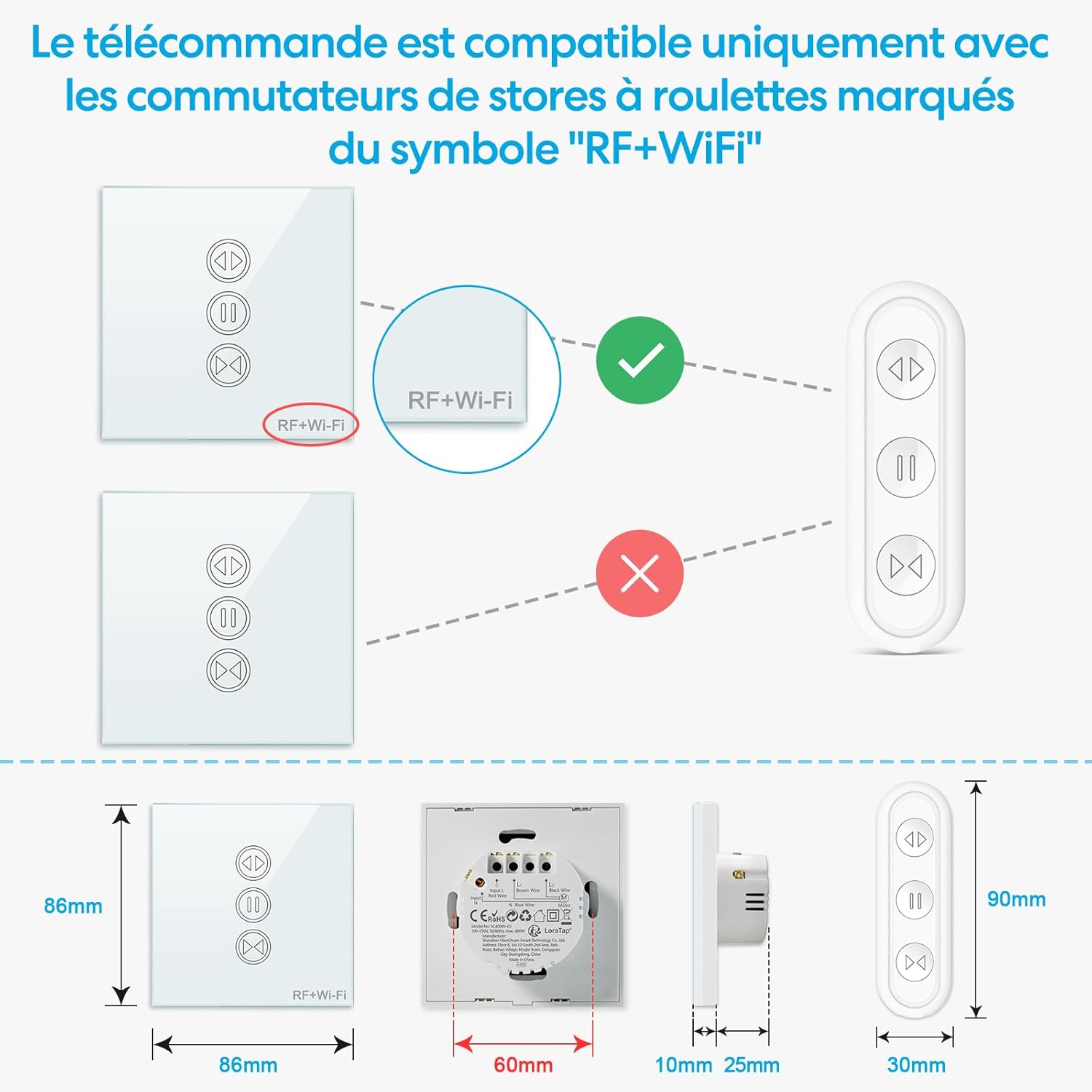 Diagram showing a 4-wire motor cable and its color coding for neutral, live, up, down, and ground connections.