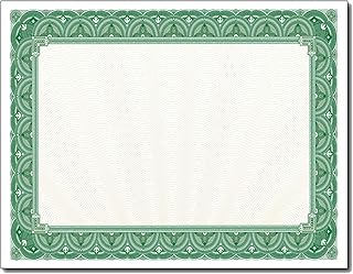Green Border Blank Certificate Paper - 100 Pack - 8.5" x 11" Certificates for Printer Awards