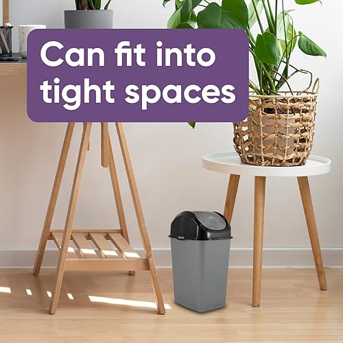 Miniatura 3 de Superio Mini bote de basura de plástico con tapa superior oscilante, cubo de basura compacto de 1.25 galones, bote de basura portátil para encimera,