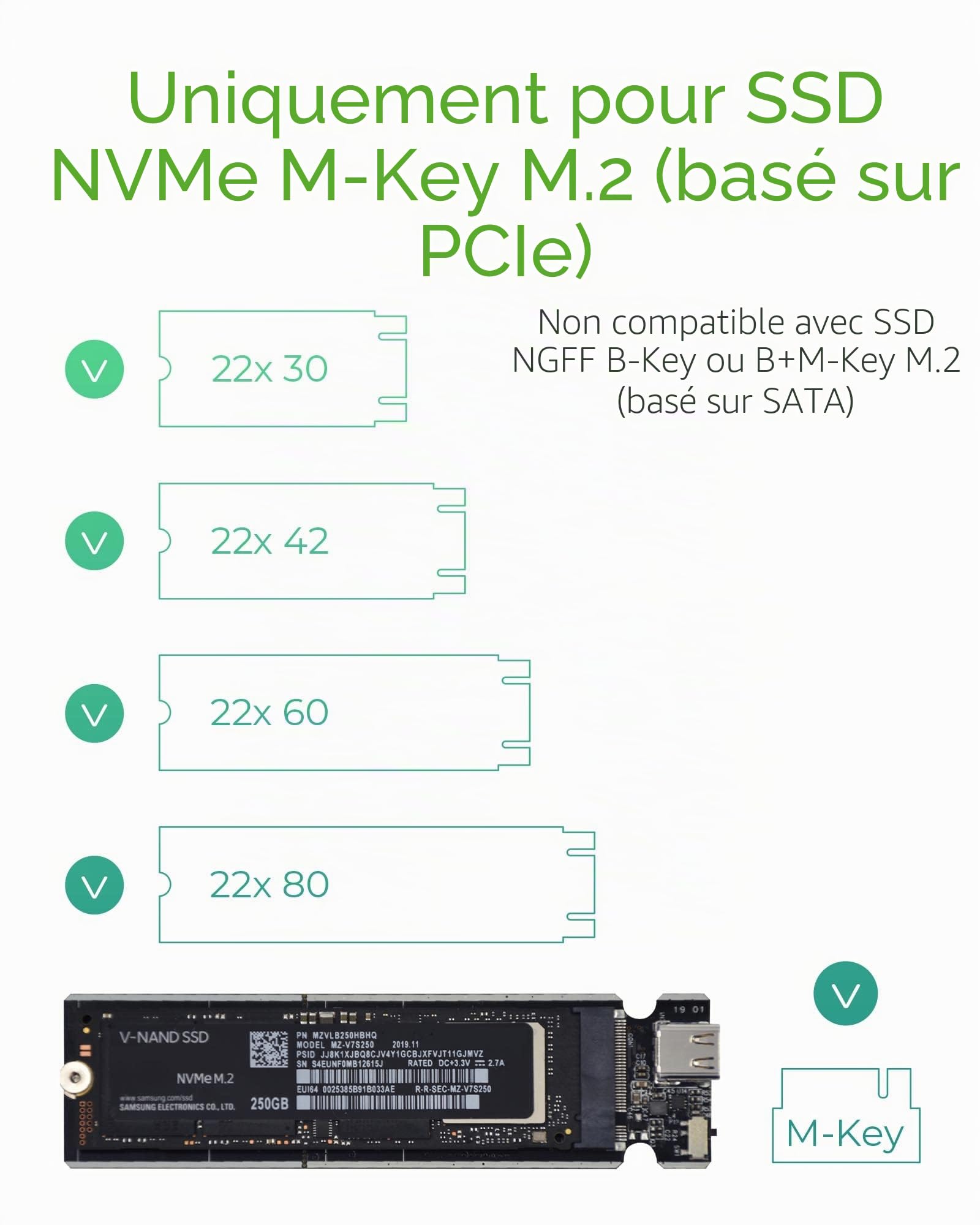 ICY BOX Boîtier SSD M.2 NVMe, USB 3.1 (Gen2, 10Gbit/s), PCIe M-Key, Disque dur externe SSD, Adaptateur NVMe, USB-C, USB-A, IB-1817M-C31