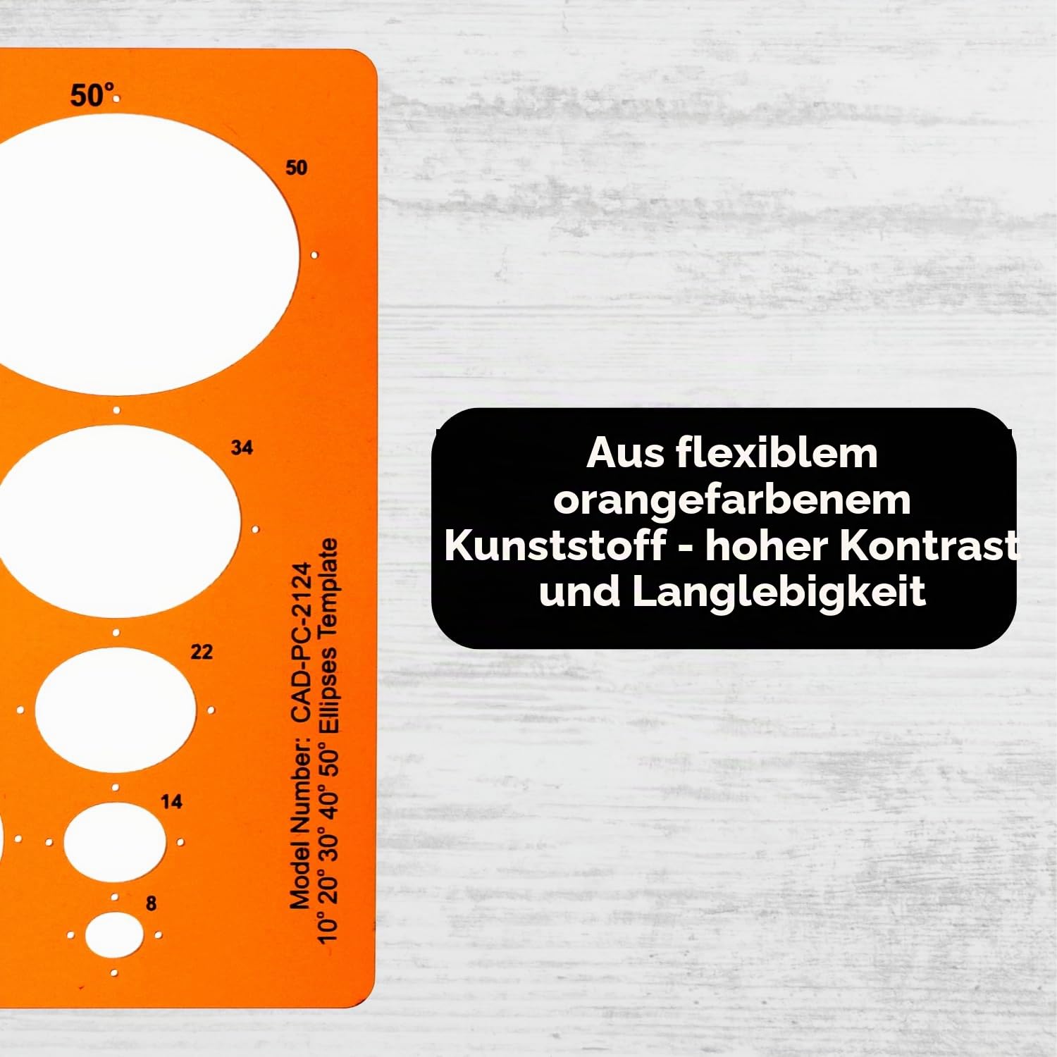 Ellipsenschablone für Technisches Zeichnen - Ellipse Zeichenschablone 10 20 30 40 50 Grad - Technische Zeichenschablone für Student Ingenieur Architekt Grafikdesigner - Schablone Ellipsen