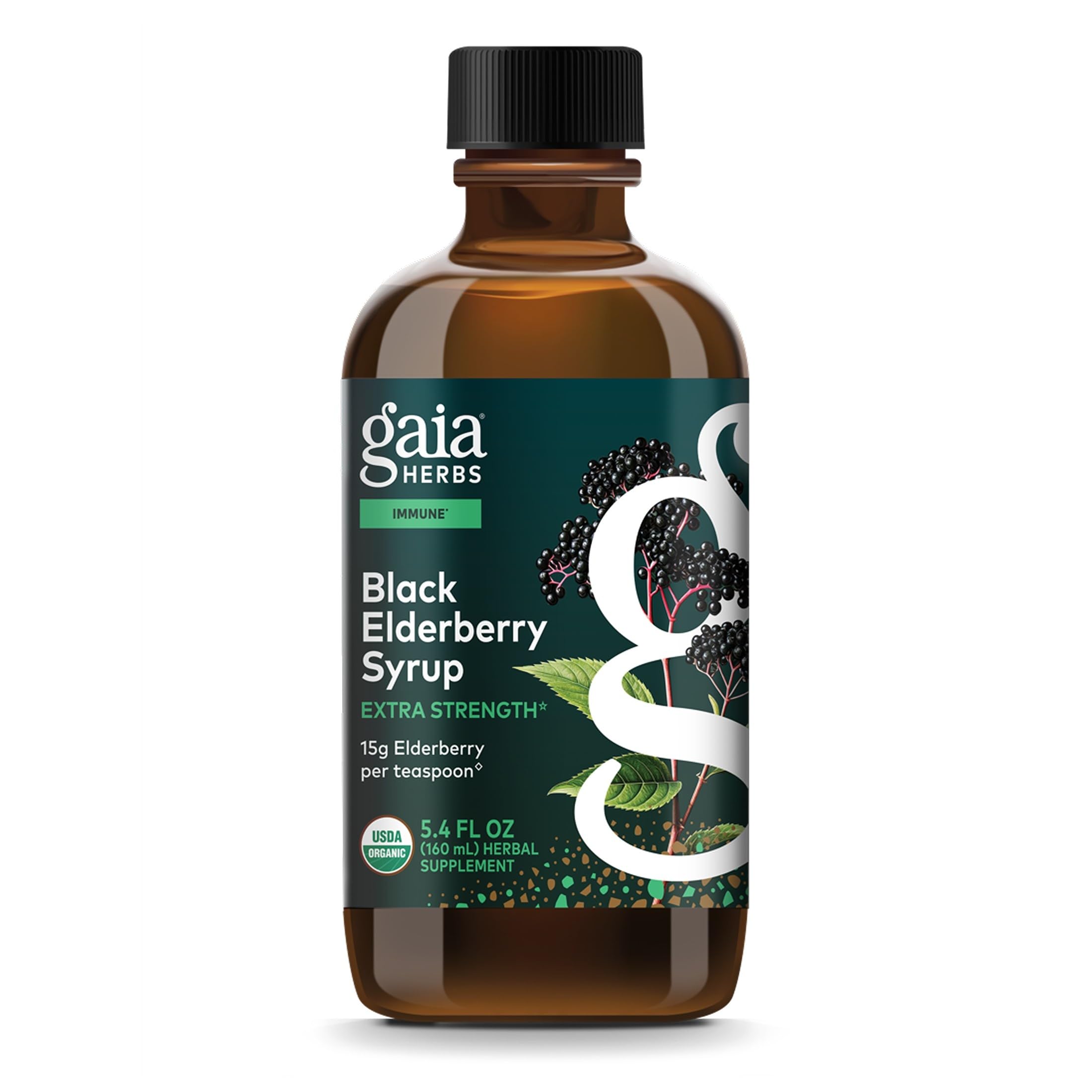 Gaia Herbs Black Elderberry Syrup, 5.4 Fl Oz, About 32 to 128 Servings 5.4 Fl Oz (Pack of 1)
