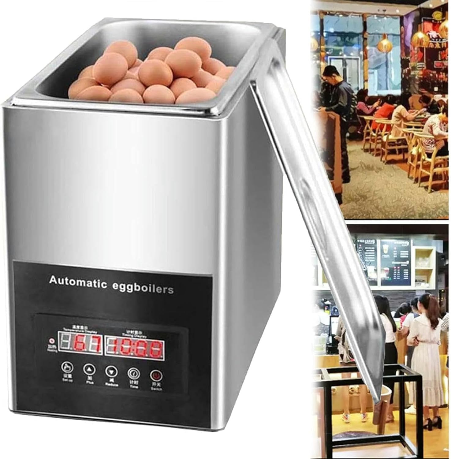 Electric Egg Cooker Boiler, 50pcs Hot Spring Egg Cooker,75 Degree Constant Temperature Egg Steamer, Commercial Large Capacity Egg Boiler For Rapid Soft,Medium,Poached,Hard Boiled Eggs