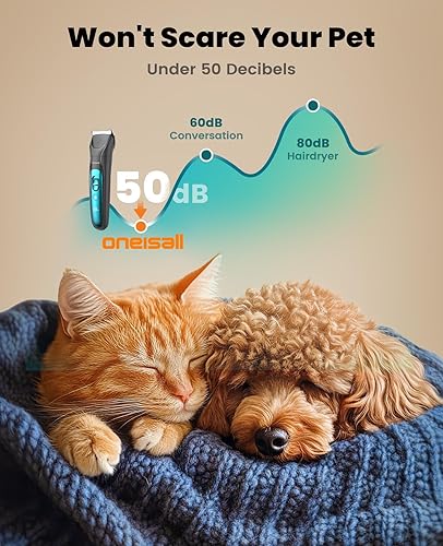 Miniatura 3 de oneisall Cortadora silenciosa para perros para aseo con luz LED, kit de aseo inalámbrico para perros 4 en 1, 2000 mAh, recortador de patas para